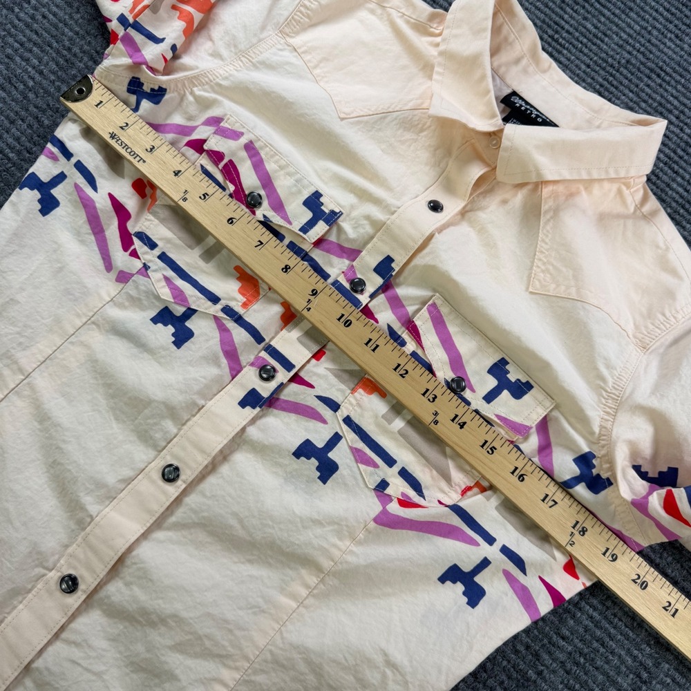 Wrangler Retro Womens Peach Southwestern Western Snap Shirt Womens Medium - Picture 9 of 12